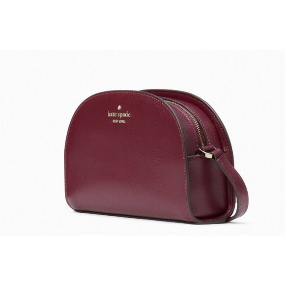 New Kate Spade Perry Leather Dome Crossbody Deep Berry - Picture 3 of 4